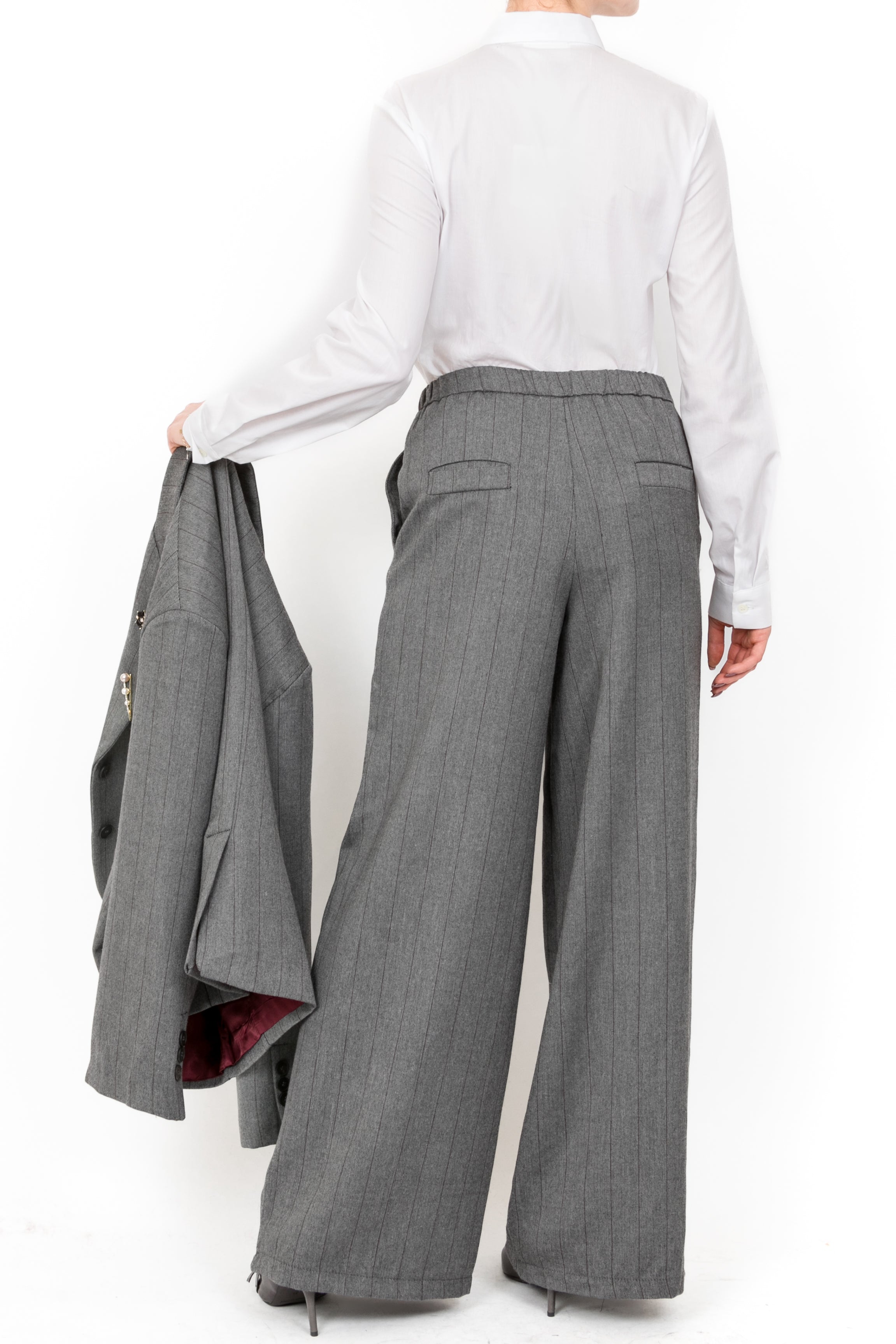 Tensione In - Pantalone gessato con coulisse Art. QM948