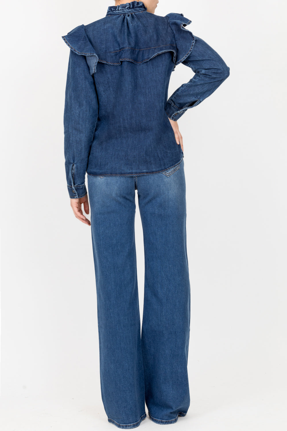Vicolo - Camicia jeans con rouches Art. DB5150
