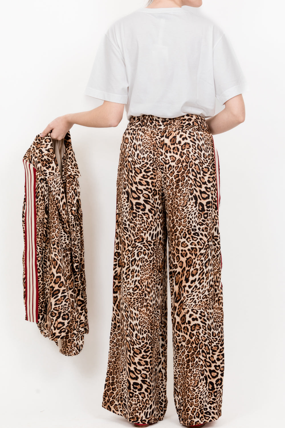 Tensione In - Pantalone animalier coulisse banda laterale contrasto Art. 33577