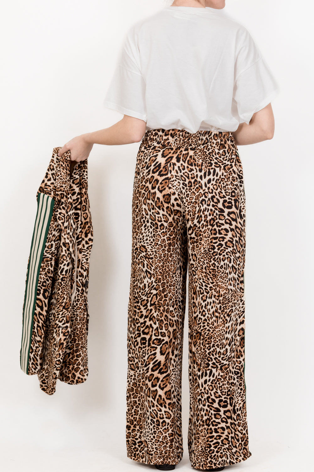 Tensione In - Pantalone animalier coulisse banda laterale contrasto Art. 33577