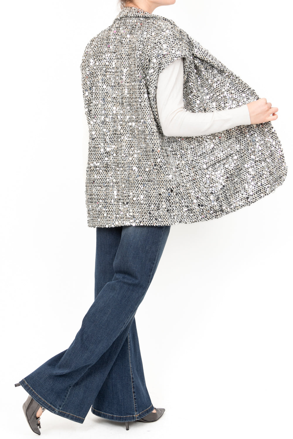 Tensione in - Gilet over bouclé in paillettes Art. 25D3750