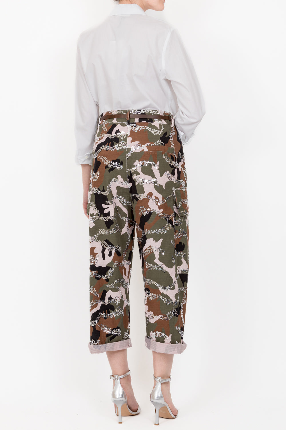 Tensione In - Pantalone cargo camouflage con paillettes Art. P20378